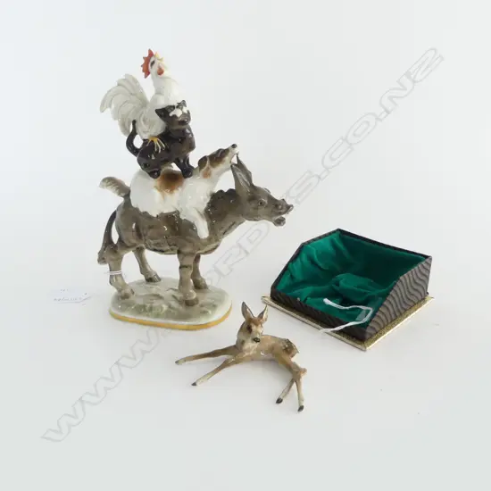 HUTSCHENREUTHER 4 ANIMAL ORN H200MM & BOXED BABY DEER