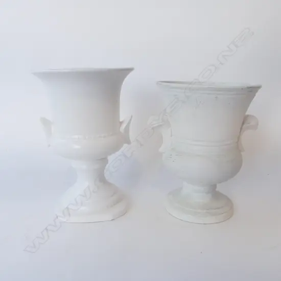 2 WHITE CERAMIC VASES - CROWN LYNN? H.250mm...