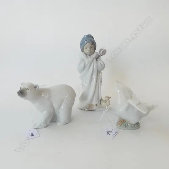 LLADRO POLAR BEAR, GOOSE & CHILD H.190mm