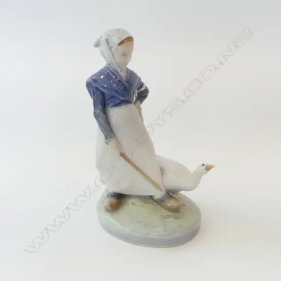 ROYAL COPENHAGEN FIGURE; GIRL w. GOOSE H.180mm