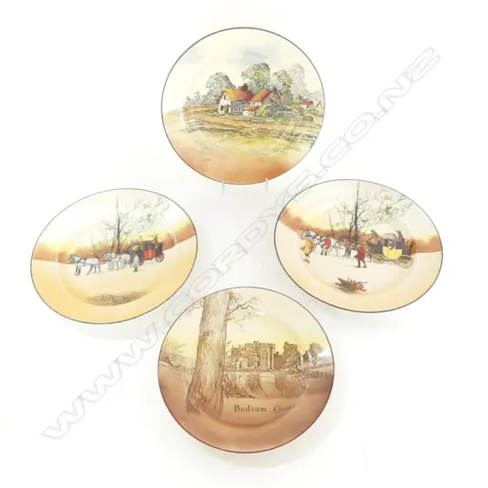 4 ROYAL DOULTON PLATES Dia.240mm; 'BODIAM CASTLE', 2 COACHING DAYS & other