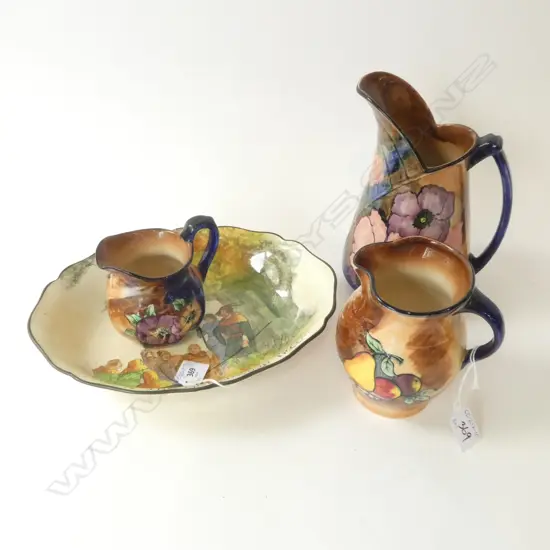 3 PCES TUNSTALL CHINA & RD 'UNDER THE GREENWOOD TREE' DISH W.275mm