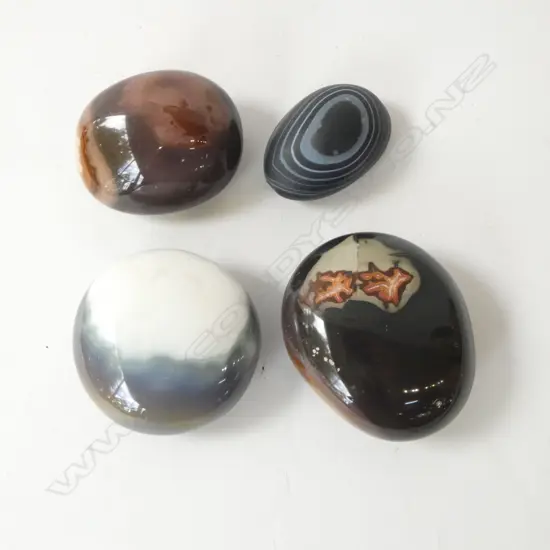 4 STONES; 2 POLYCHROME JASPER, 2 AGATE W.65mm