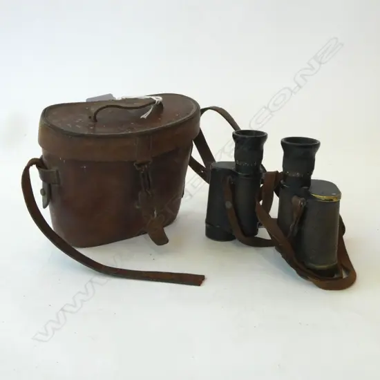 PR OF LEATHER CASED WW1 MILITRY ARROW MARKED ZEISS BINOCULARS H140MM