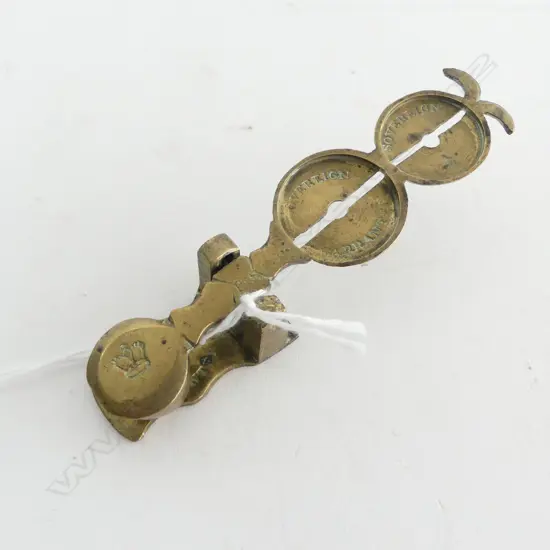 VICTORIAN BRASS SOVERIGN SCALE; MARKED 'T.S.' L.95mm