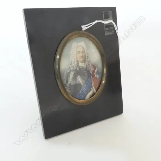 SIGNED MINIATURE; WIGGED GENT IN ARMOUR