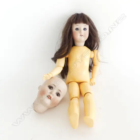 ANTIQUE GERMAN DOLL + HEAD (REPAIRED) BOTH SLEEPY EYE