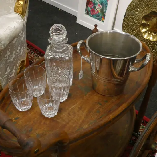 EP CHAMPAGNE BUCKET H.195mm + DECANTER & 4 GLASSES