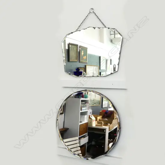 2 VINTAGE MIRRORS; LARGEST Dia.410mm