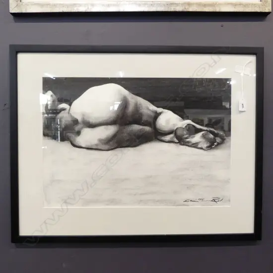 EDWIN RUDD 'LIFE DRAWING STUDY' CHARCOAL ON PAPER 350x500mm