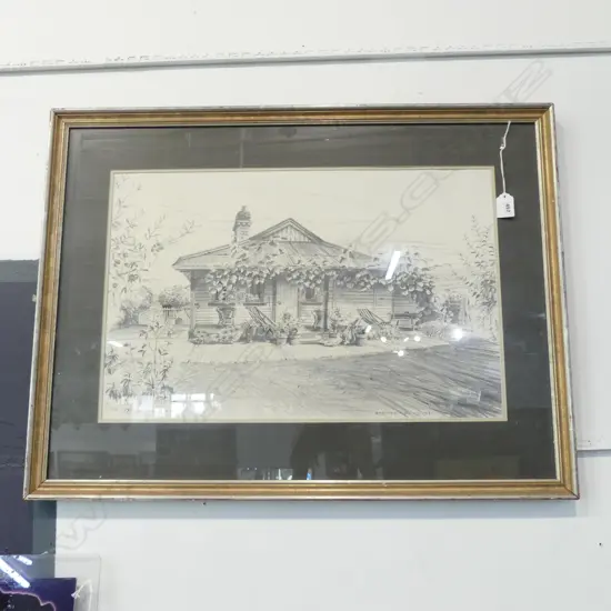 RODNEY J. P. WELLS '85 OFFICE RD' (MERIVALE CHCH) PENCIL DRAWING 1991 360x550mm