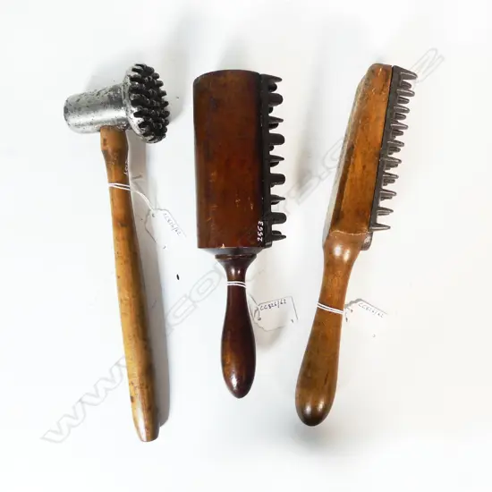 2159/2553/2663 3 VINTAGE HAND HELD MEAT TENDERIZERS L310 LONGEST