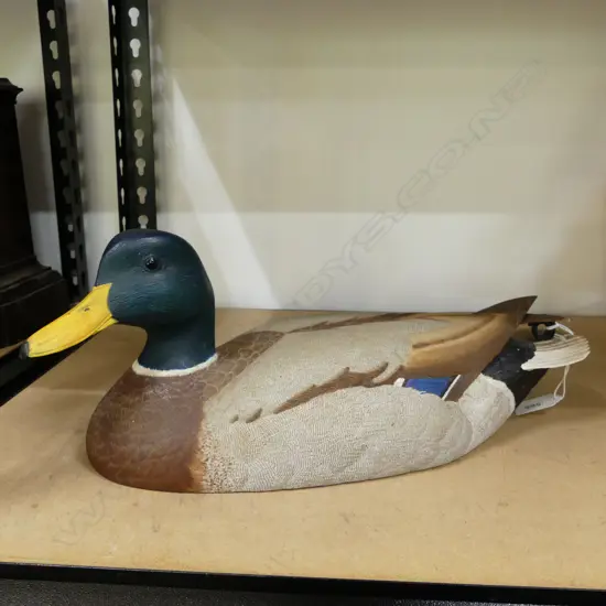 HAND CARVED DUCK DECOY BY BRAD PARKES FOR DICK TYSON L.390mm