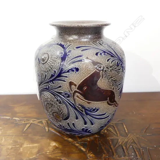 vintage German salt glazed STUDIO POTTERY VASE H200MM