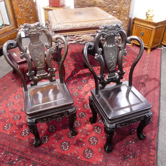 PR HEAVY ORIENTAL ROSEWOOD CHAIRS