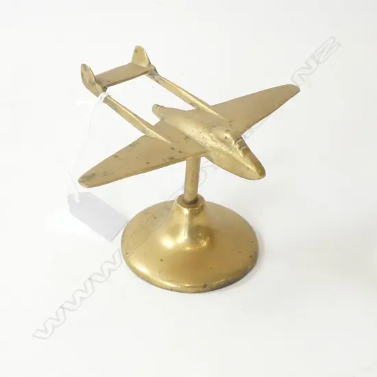 SOLID BRASS JET PLANE ON STAND H.95mm