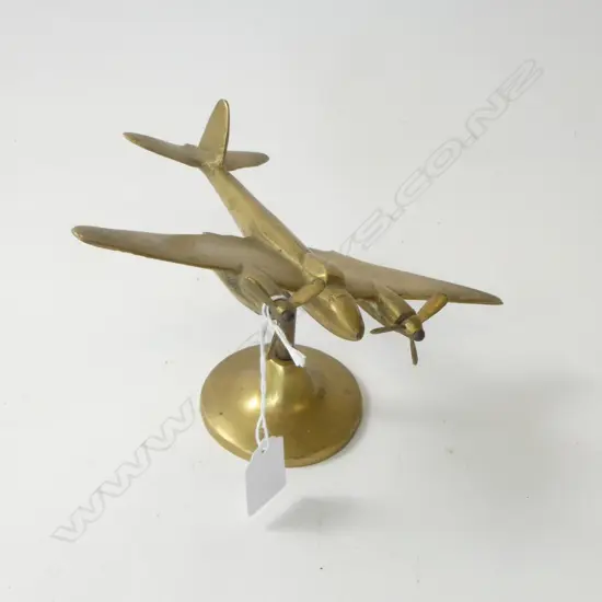 SOLID BRASS WWII PLANE ON STAND H.145mm