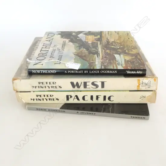 4 ART BOOKS; PETER McINTYRE PACIFIC (signed) & WEST, LANCE O'GORMAN, ROBIN MORRISON