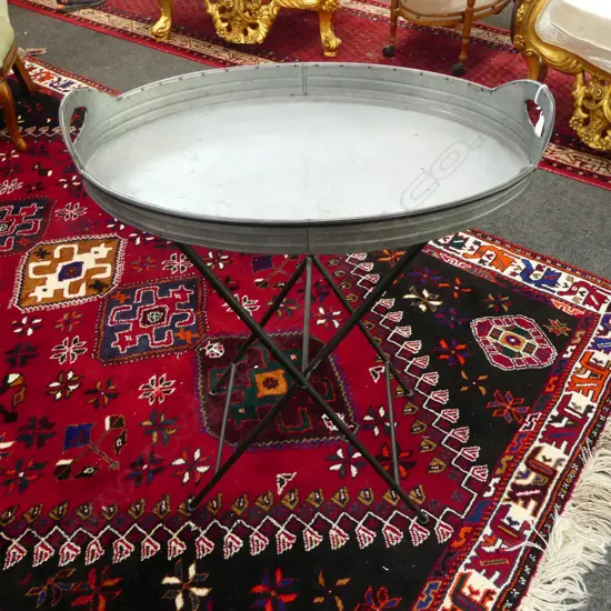 METAL OVAL TRAY TABLE 605x400x795mm