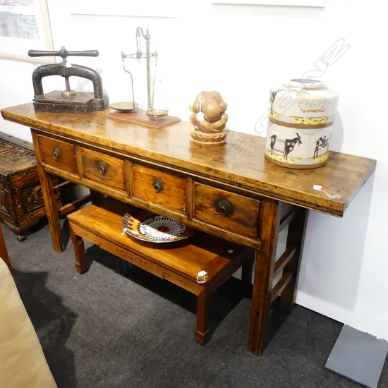 CHINESE COUNTRY ELM 4 DRAWER SIDETABLE 1890x440x870mm