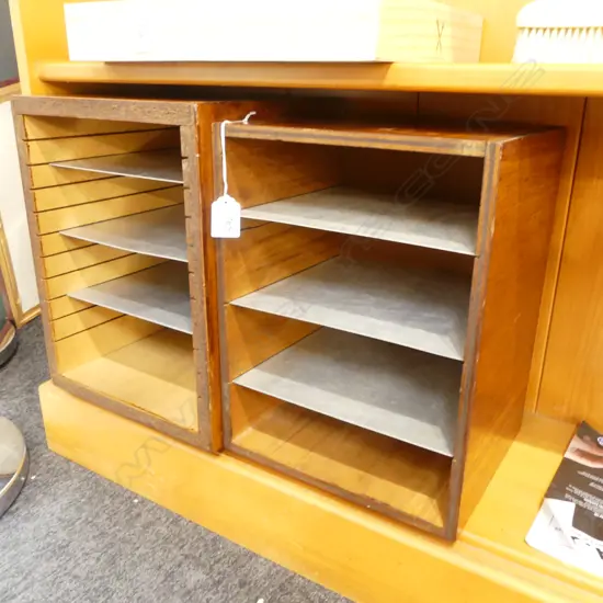 2 WOODEN FILING BOXES H.320mm