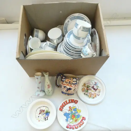 ASST CHINA Incl. 2 ROYAL DOULTON PLATES, ARTHUR WOOD JUG, CARLTONWARE VASE, etc