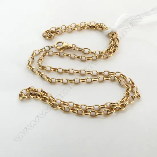 9ct YELLOW GOLD BELCHER LINK NECK CHAIN L.380mm 5gms