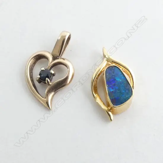 **RTV** 2 PENDANTS, 9ct SAPPHIRE SET & 18ct OPAL, 2.5gm