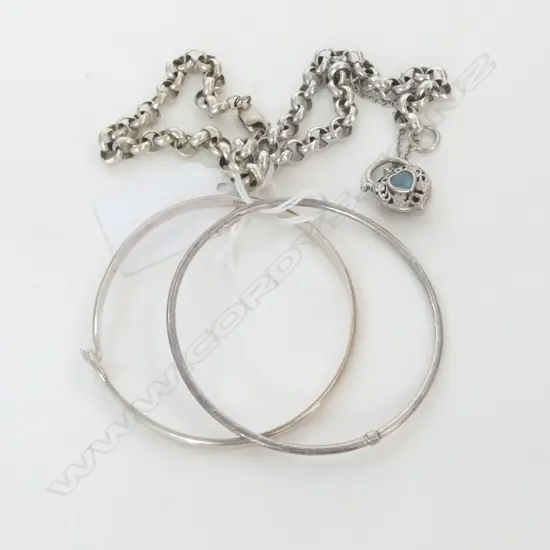 2 SILVER BRACELETS & 2 SILVER BANGLES
