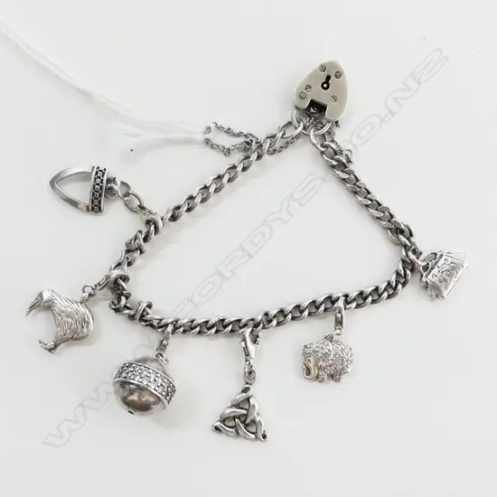 STG SILVER CHARM BRACELET, 24.5gms