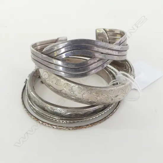 3 SILVER BANGLES &   4 OTHER NARROWER ( Not silver)