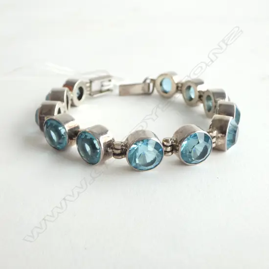 HEAVY SILVER & BLUE STONE BRACELET L.180mm