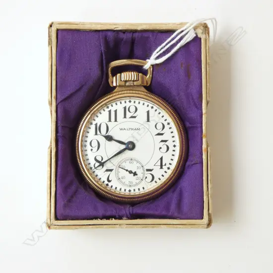 WALTHAM VANGUARD 10ct GOLD FILLED POCKET WATCH open face running. In original 'Waterbury' box