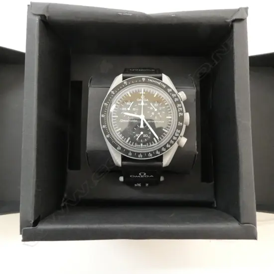 OMEGA SWATCH WRIST WATCH 'MISSION TO THE MOON' BOXED & RUNNING