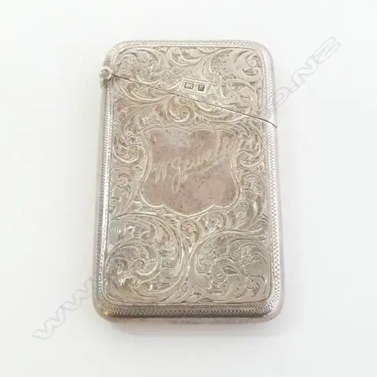 Birmingham 1906 SILVER EGRAVED CARD CASE H.80mm