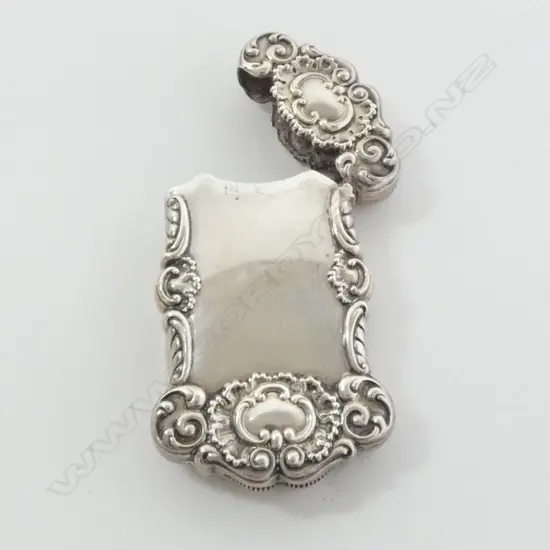 'STERLING' embossed SILVER LGE VESTA EMBOSSED fancy borders L.75mm. striker to base