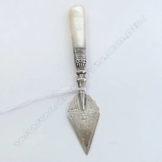 Victorian Birmingham 1876 SILVER & MOP CHEESE WEDGE/SLICE L.160mm