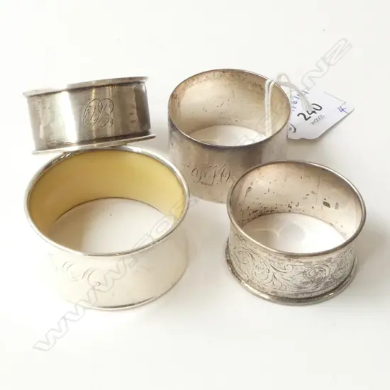 4 S/SILVER NAPKIN RINGS TOTAL WIEGHT 81G