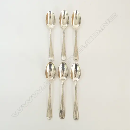 set 6 .925 SILVER BEAD EDGE TEASPOONS 100gms