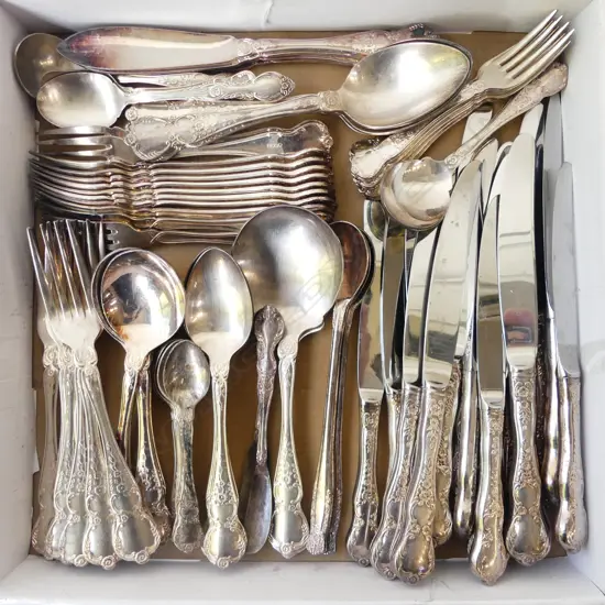 RODD CAMILLE PATTERN FULL SET DOUBLE STRUCK SILVER PLATE CUTLERY INCLUDES FISH KNIVES/FORKS