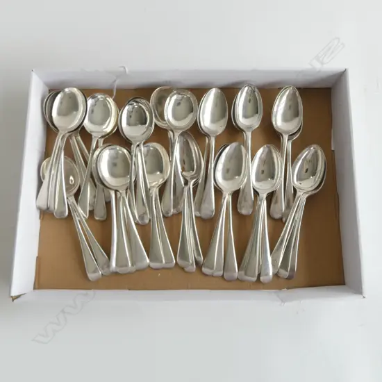 44PCS SILVER PLATED ‘OLD ENGLISH’ DESSERT & SOUP SPOONS 22 OF EACH