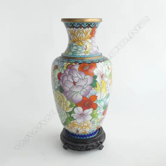 CLOISONNE VASE ON STAND H.300mm (including stand)