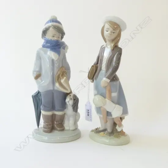 2 LLADRO FIGURINES; BOY & GIRL H.200mm