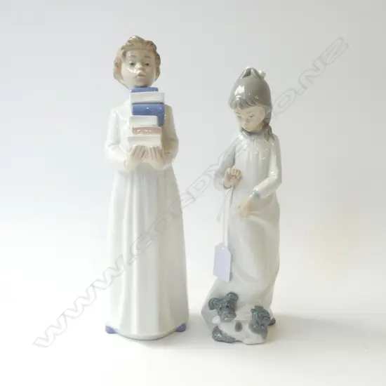 2 NAO FIGURINES; GIRL w. DOG, BOY w. BOOKS H.180mm