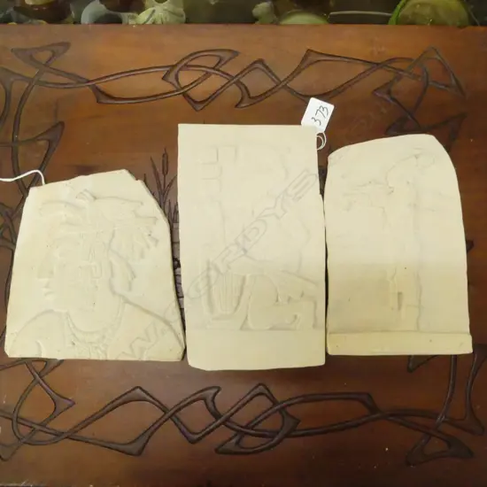 3 CONTEMPORARY MAYAN RELIEFS; Sandstone, largest 225x135mm