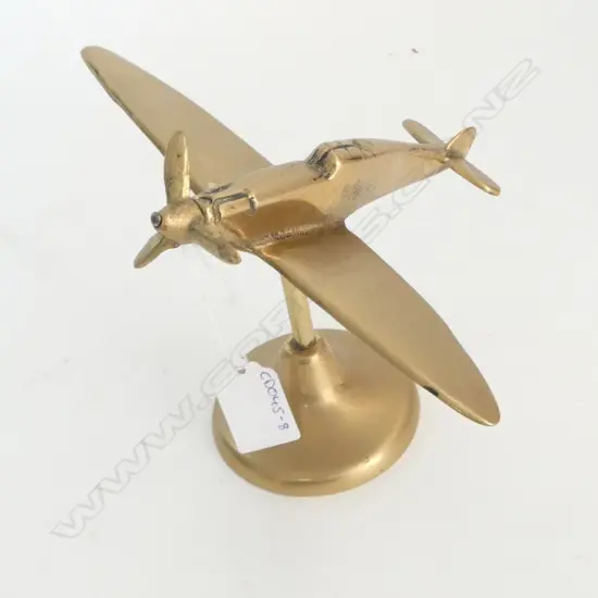 SOLID BRASS WWII AEROPLANE ON STAND H.130mm