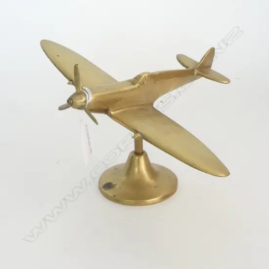 SOLID BRASS WWII AEROPLANE ON STAND H.130mm