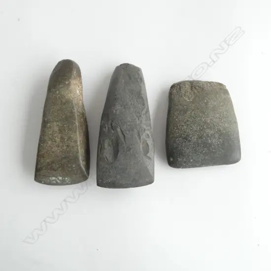 3x OLD PACIFIC STONE ADZES longest 105mm