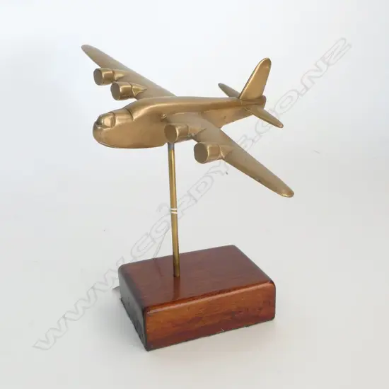 SOLID BRASS AEROPLANE ON WOODEN STAND H.mm
