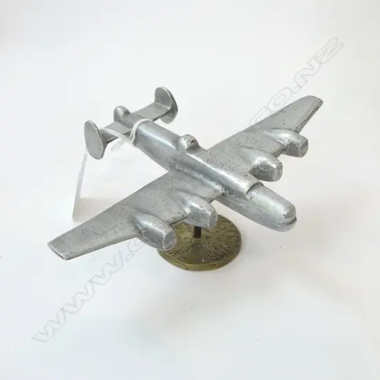 ALUMINUM WWII AEROPLANE ON BRASS STAND W.170mm